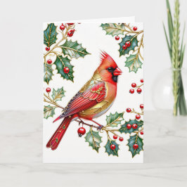 Festividades Cardeal De Inverno Com Cartão Holly Note