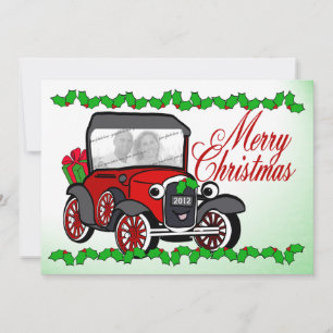 Festividades Carro Antiquado Cartão Plana de Natal Movido