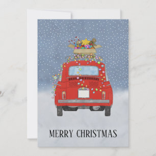 Festividades Carro vermelho com cartão de Natal