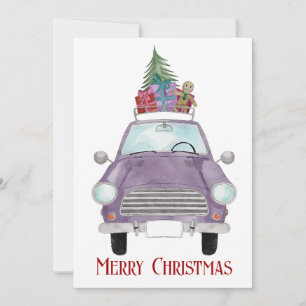 Festividades Carro Violeta com Cartão de Férias de Natal