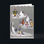 Festividades Cartão assustador do boneco de neve do natal<br><div class="desc">O natal vintage carda com um boneco de neve assustador.</div>