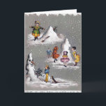 Festividades Cartão assustador do boneco de neve do natal<br><div class="desc">O natal vintage carda com um boneco de neve assustador.</div>