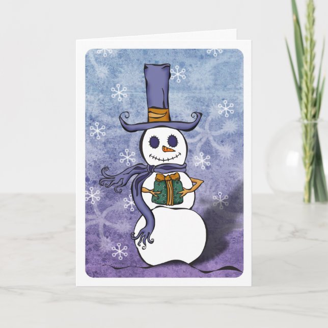 Festividades Cartão atual do boneco de neve (Frente)