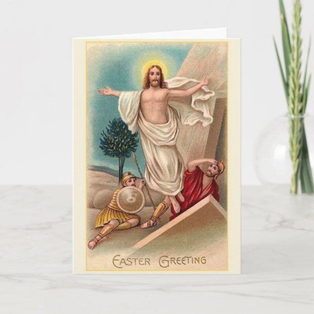 Festividades Cartão aumentado vintage da páscoa de Jesus (Frente)