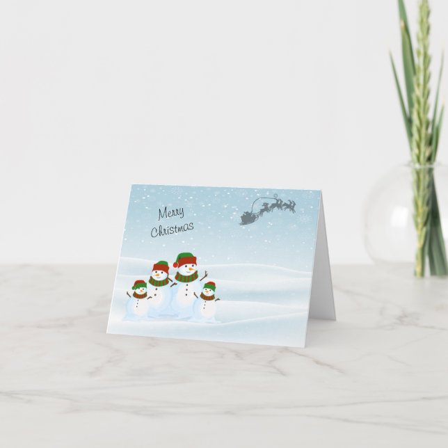 Festividades Cartão Azul de Férias Snowman (Frente)