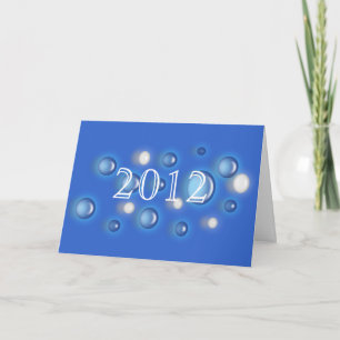 Festividades Cartão - Bolhas de Ano Novo em Azul com Ano