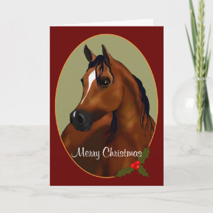 Festividades Cartão Cameo de Natal de Cavalo Árabe Personalizad