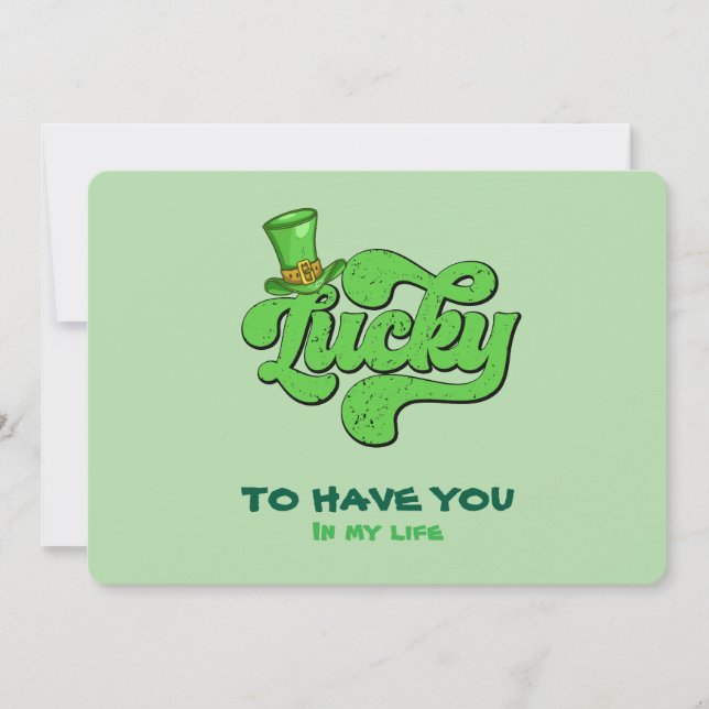 Festividades Cartão Chato do Dia de São Patrício Lucky Shamrock (Frente)