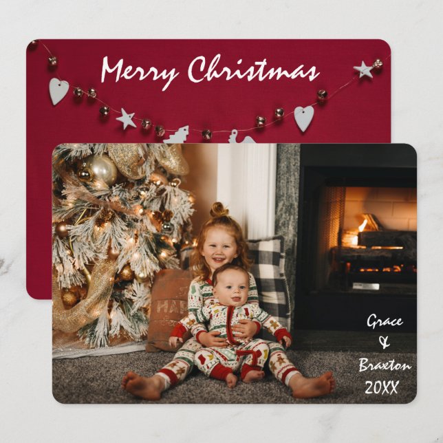 Festividades Cartão com fotos da Família de Felizes anos novos  (Frente/Verso)