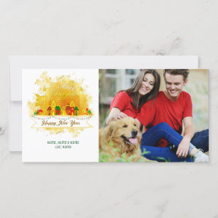 Festividades Cartão com fotos da Vila de Natal da Watercolor A