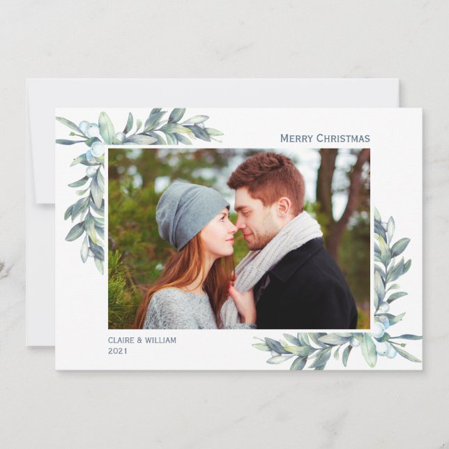 Festividades Cartão com fotos das Berries de inverno para Natal (Frente)