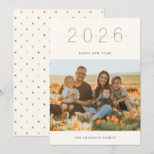 Cartão com fotos de Ano Novo do ouro