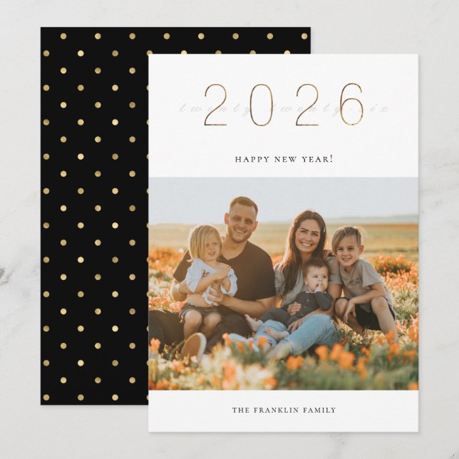 Festividades Cartão com fotos de Ano Novo do Ouro 2024 (Frente/Verso)