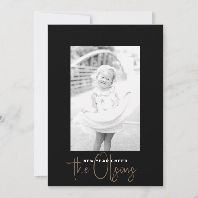 Festividades Cartão com fotos de Anos novos Pretos para Quadrin (Frente)