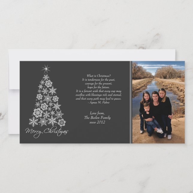 Festividades Cartão com fotos de Árvore Natal Preto e Branco (Frente)