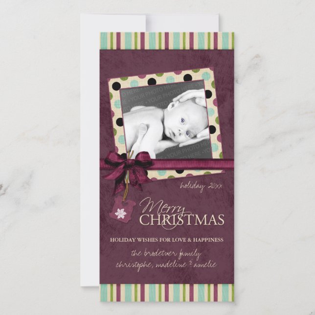 Festividades Cartão com fotos de Bolinhas de Natal Moderno (Frente)