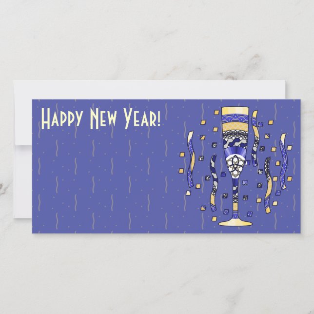 Festividades Cartão com fotos de Brinde de Ano Novo (Frente)