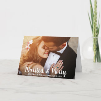 Festividades Cartão com fotos de Casamentos Recém-Casados e Fel
