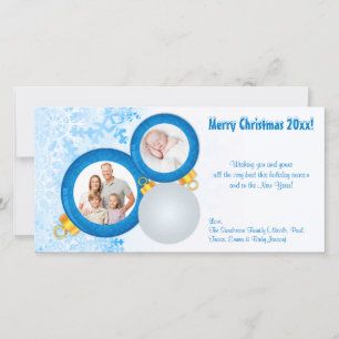 Festividades Cartão com fotos de Enfeites de natal Azul Persona