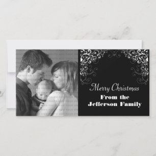 Festividades Cartão com fotos de espirais de Natal, preto