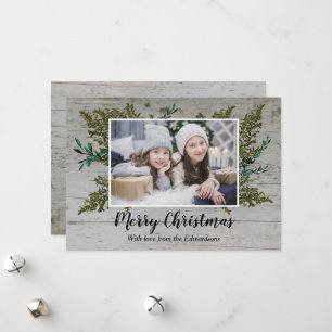 Festividades Cartão com fotos de Feliz Natal de Madeira russa