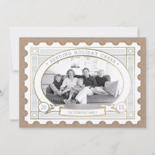 Festividades Cartão com fotos de Feriado de Carimbo do Vintage