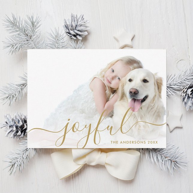Festividades Cartão com fotos de Feriado de Script Dourado de A (Criador carregado)