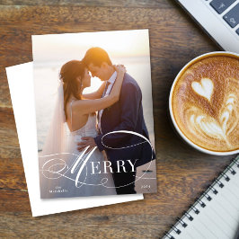 Festividades Cartão com fotos de Feriado de Script Flourado For