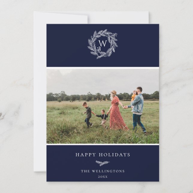 Festividades Cartão com fotos de Feriado de Wreath de inverno,  (Frente)