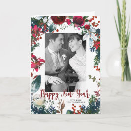 Festividades cartão com fotos de feriado feliz ano novo