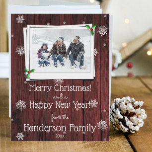 Festividades Cartão com fotos de Feriado Flat de Wooden Russo V
