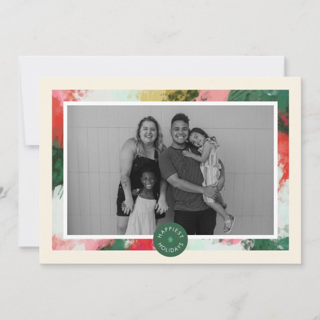 Festividades Cartão com fotos de Feriado Horizontal de Quadro d (Frente)