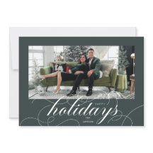 Cartão com fotos de Feriado Verde DkGreen de Scrip