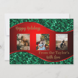 Festividades Cartão com fotos de Feriado Vermelho com Borda Ver