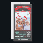 Festividades Cartão com fotos de Férias Chalkboard<br><div class="desc">Feriados felizes do Quadro legal e Moderno cartão com fotos com fontes gráficas divertidas,  faixas e ornamentos decorativos pendurados contra um quadro-negro ou fundo de quadro-negro. Ilustração desenhada à mão por McBooboo.</div>