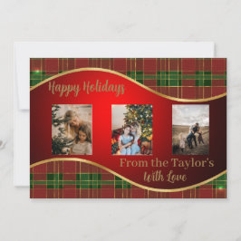 Festividades Cartão com fotos de Férias com Borda Verde e Doura