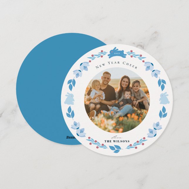 Festividades Cartão com fotos de Férias de Ano Novo com Arte Fo (Frente/Verso)