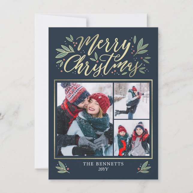 Festividades CARTÃO COM FOTOS de Férias de Natal com Cor EDITÁV (Frente)
