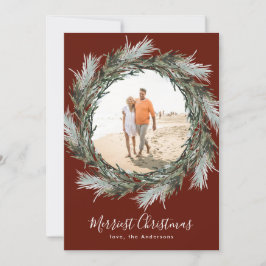 Festividades Cartão com fotos de Férias de Natal com Pinho Verm