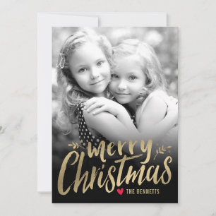 Festividades Cartão com fotos de Férias de Natal Dourado