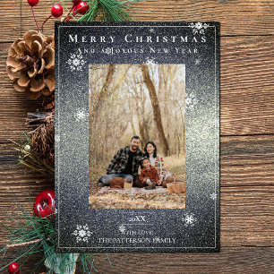 Festividades Cartão com fotos de Férias de Neve Silver Glitter