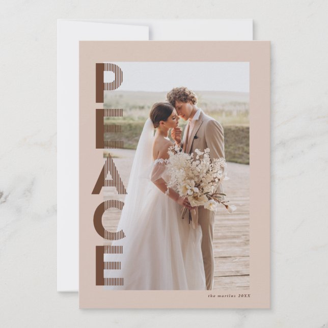 Festividades Cartão com fotos de Férias de Paz em Brown (Frente)