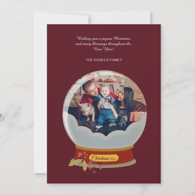 Festividades Cartão com fotos de Férias do Globo de Neve (Frente)