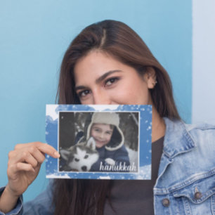 Festividades Cartão com fotos de Férias Hanukkah com Flocos de