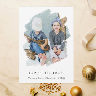 Festividades Cartão com fotos de férias minimalista Branco