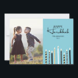 Festividades Cartão com fotos de Férias Moderno Feliz Hanukkah<br><div class="desc">Personalize o texto personalizado acima. Você pode encontrar itens de coordenação adicionais na nossa coleção "Modern Happy Hanukkah Candles".</div>