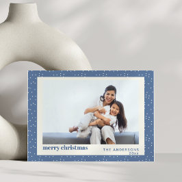 Festividades Cartão com fotos de Férias Simples Bolinhas Azul