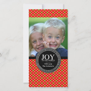 Festividades Cartão com fotos de Férias Verde Vermelho "JOY TO 