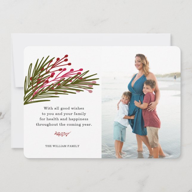 Festividades Cartão com fotos de Folhas e Berries (Frente)