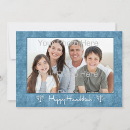 Festividades Cartão com fotos de Hanukkah, branco, azul
